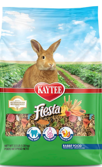Kaytee Fiesta Rabbit Food, Nutritious and Fun Blend, Supports Dental Health and Digestion, 3.5 pounds