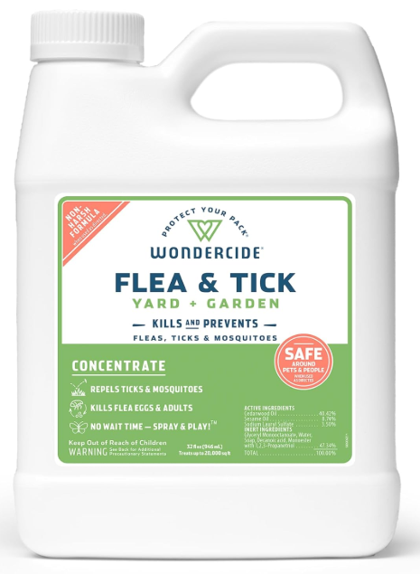 Wondercide - Flea and Tick Spray Concentrate for Yard and Garden with Natural Essential Oils – Kill, Control, Prevent, Fleas, Ticks, Mosquitoes and Insects - Safe Around Pets, Plants, Kids - 32 oz