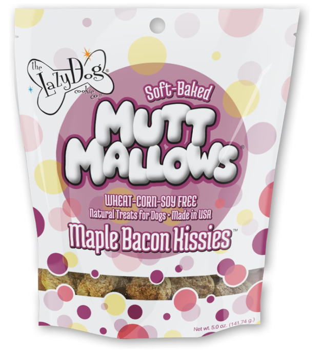 The Lazy Dog Cookie Co. Soft Dog Treats, Mutt Mallows Maple Bacon Kissies, for Small, Medium and Large Dogs, Wheat-Free, Baked in The USA, 5 oz.