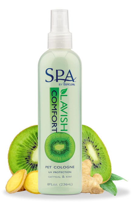 TropiClean SPA Comfort Dog Cologne Spray Long Lasting | Kiwi Scented Dog Deodorizing Spray | Naturally Derived Salon Grade Ingredients | Made in the USA | 8oz