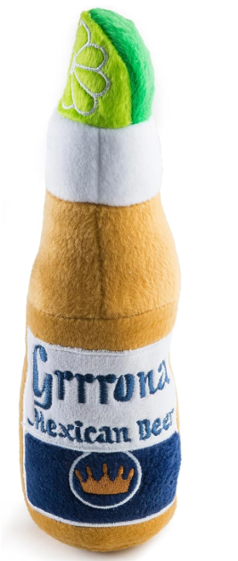Haute Diggity Dog Grrrona Beer Bottle, Plush Designer Dog Toys with Interactive Squeaker, Stimulating Pet Enrichment, Machine-Washable & Safe Materials for All Breeds, Size Medium