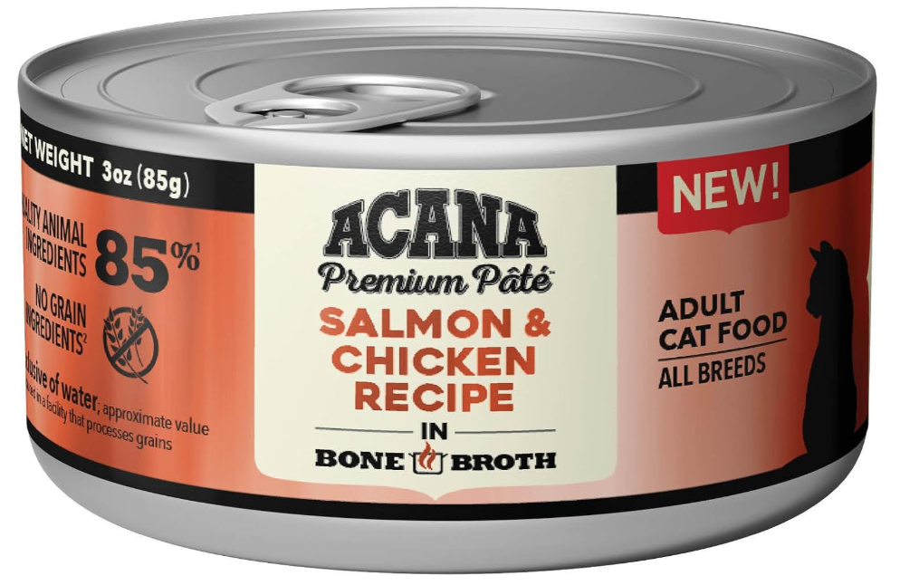 ACANA PREMIUM PATE Wet Cat Food, Salmon and Chicken in Bone Broth Recipe, 3 oz