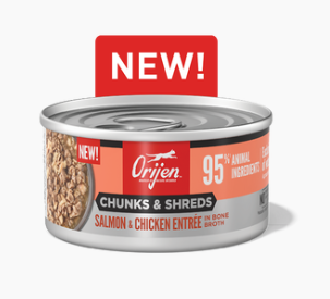 ORIJEN Chunks & Shreds, Salmon & Chicken Entrée