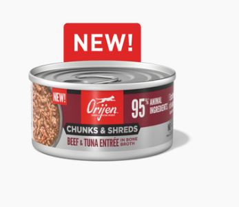ORIJEN Chunks & Shreds, Beef & Tuna Entrée