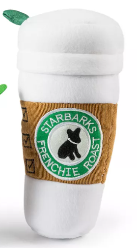 Haute Diggity Dog Starbarks Coffee Cup Plush Dog Toy with Squeaker