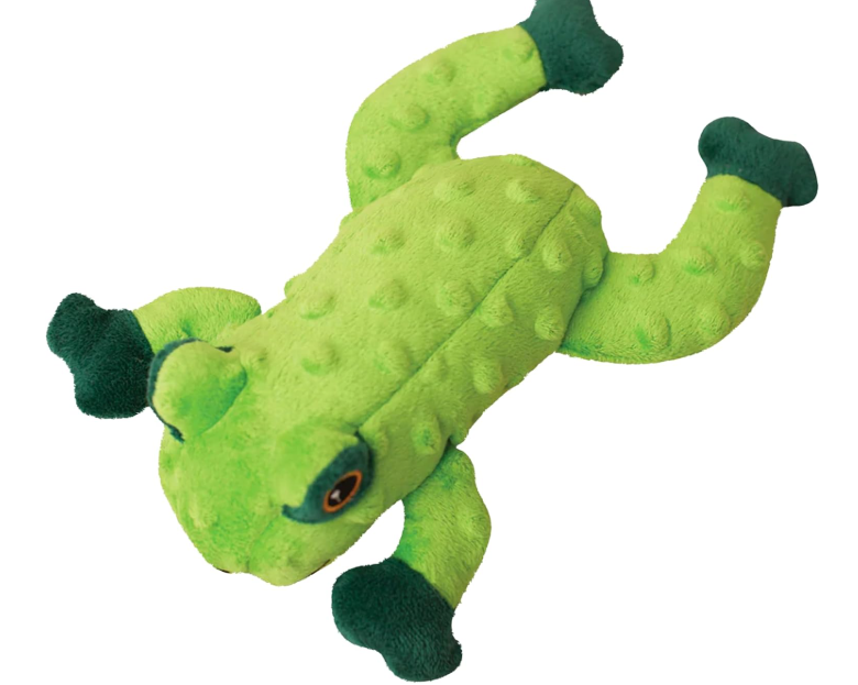 SNUG AROOZ Lilly The Frog Plush Dog Toy with Repair Patch – Soft, Durable & Crinkly – Squeaky Plush Fun for Medium Dogs – Gentle Chewing & Snuggling Toy