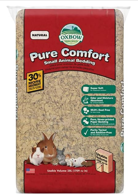 Oxbow Animal Health Pure Comfort Bedding, Rabbit, Hamster, & Guinea Pig Bedding, Bunny Supplies for Litter Box, Pet Safe, 99.9% Dust Free, Natural, 28 Liter Bag