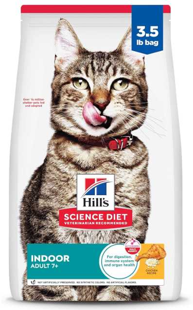 Hill's Science Diet Indoor, Senior Adult 7+, Easy Litter Box Cleanup, Dry Cat Food, Chicken Recipe, 3.5 lb Bag