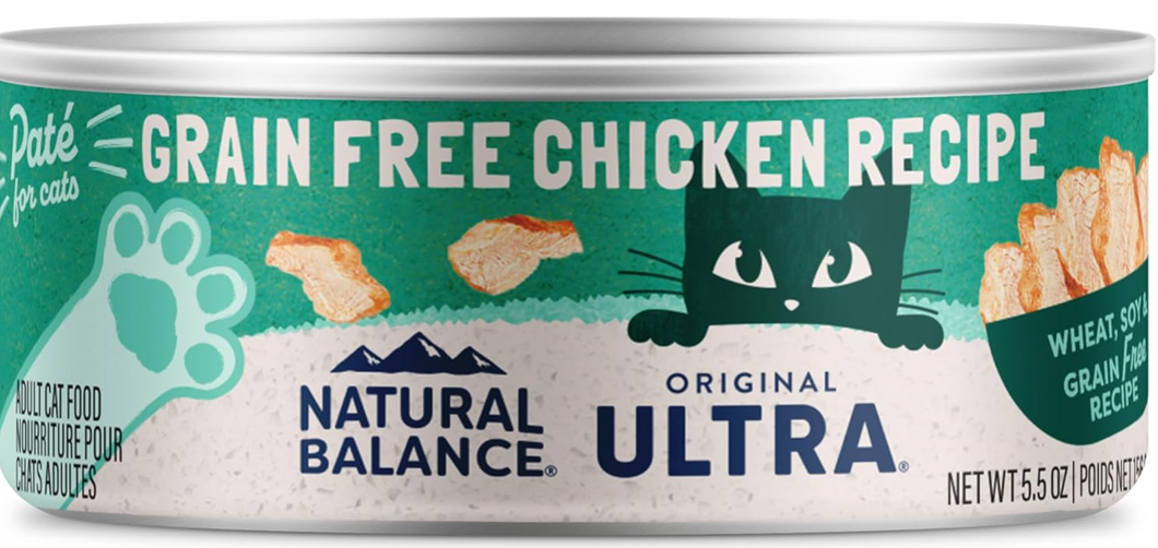 Natural Balance Original Ultra Grain Free Adult Wet Canned Cat Food, Chicken Recipe, 5.5 Ounce
