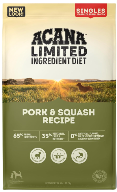ACANA Singles Limited Ingredient Grain Free High Protein Dry Dog Food Pork & Squash Recipe 22.5lb Bag