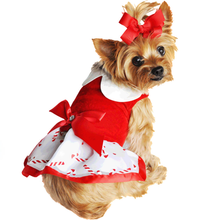 Load image into Gallery viewer, Holiday Dog Harness Dress - Candy Canes
