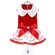 Load image into Gallery viewer, Holiday Dog Harness Dress - Candy Canes
