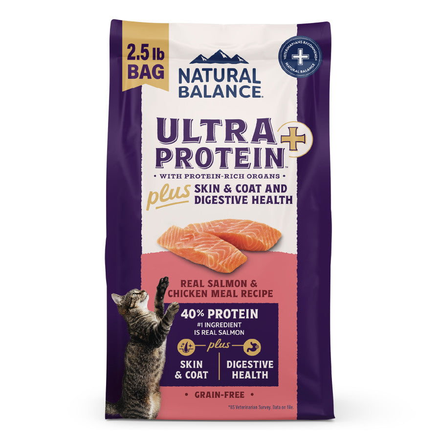 Natural Balance Pet Foods Ultra Protein Plus Skin/Coat/Digestive Health Dry Cat Food Salmon & Chicken 3LB