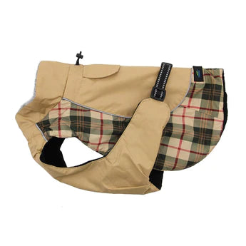 Alpine All-Weather Dog Coat- Beige Plaid