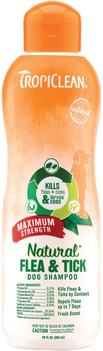 Tropiclean Maximum Strength Natural Flea & Tick Dog Shampoo