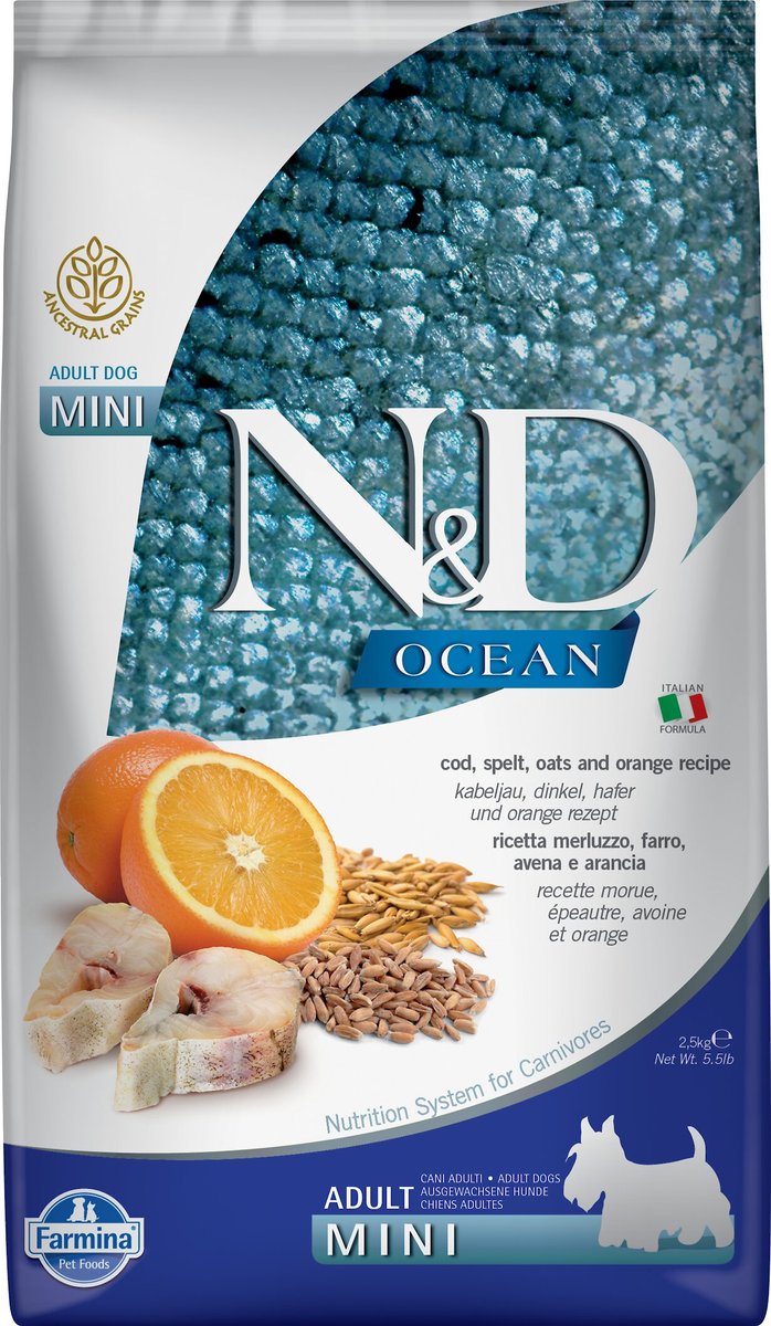 Farmina N&D Ocean Codfish, Pumpkin & Orange Recipe Mini Adult Dry Dog Food
