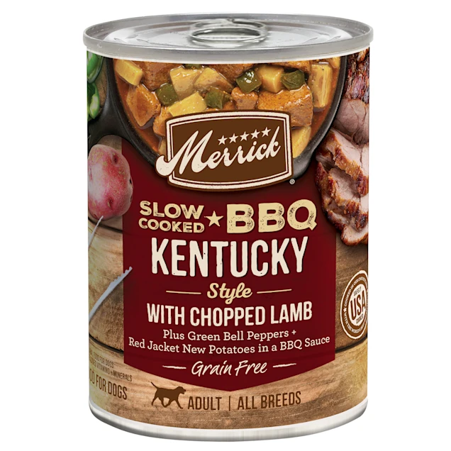 Merrick GF Slow Cooked Kentucky BBQ With Chopped Lamb Wet Dog Food