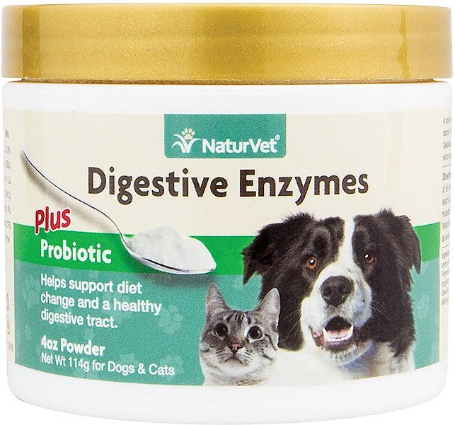 NaturVet Digestive Enzymes Plus Probiotic Powder Digestive Supplement