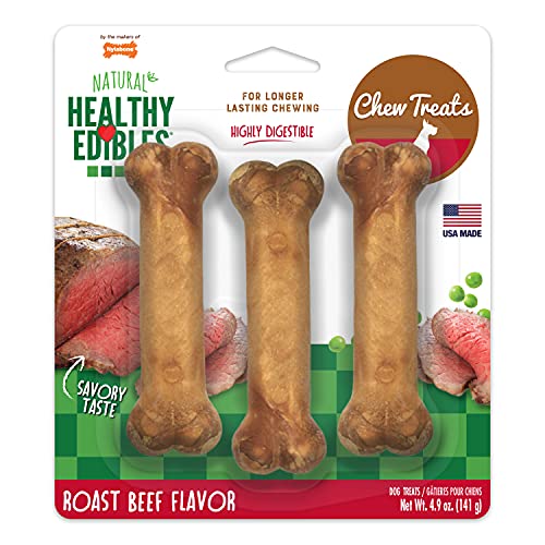 Nylabone Healthy Edibles Wholesome Dog Chews - Roast Beef Flavor - Regular (3 Pack)