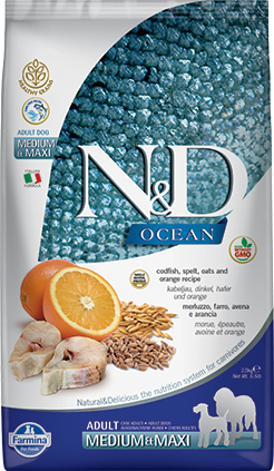 Farmina N&D Cod, Spelt, Oats, Orange Med/Maxi Adult Dry Dog Food