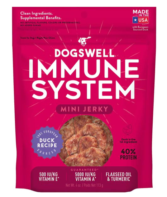 Dogswell Jerky Minis Immune System Duck Recipe Grain-Free Dog Treats