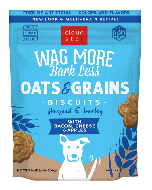 Cloud Star Wag More Bark Less Oats & Grains Biscuits with Bacon, Cheese & Apples Dog Treats